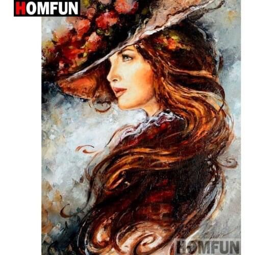 Homfun Full Square/Round Drill 5D DIY Diamond Painting "Hat beauty"3D Embroidery Cross Stitch Home Decor Gift A09425