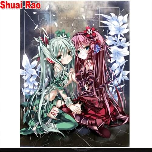 Diamond Art Cartoon Anime sisters full square round Diamond Painting cross stitch Diamond mosaic embroidery rhinestone