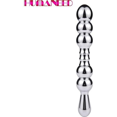 Stainless Steel Double Head Anal Plug Long Butt Plug Prostate Massage For Men Women Anus Vagina Stimulator Big Anal Beading Toys