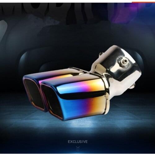 Car styling High quality stainless steel Grilled blue exhaust pipe tail rear muffler tip pipes 1pcs for Hyundai IX35 Accessories