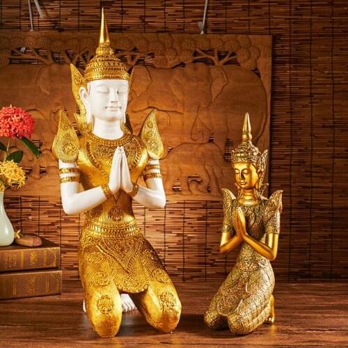 Large home family Bless Safe good luck Effective protection -Southeast Asia Thailand Sitting Kneeling Buddha Decorative Buddha