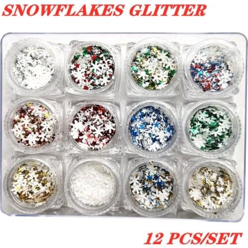 DIY Snowflake Nail Sequins Decoration Rainbow Color Manicure Sheet Nail Sticker Art Winter