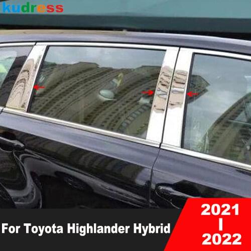 For Toyota Highlander Hybrid 2021 2022 Stainless Steel Window Center Pillar Cover Trim Decoration Post Strips Car Styling 8pcs