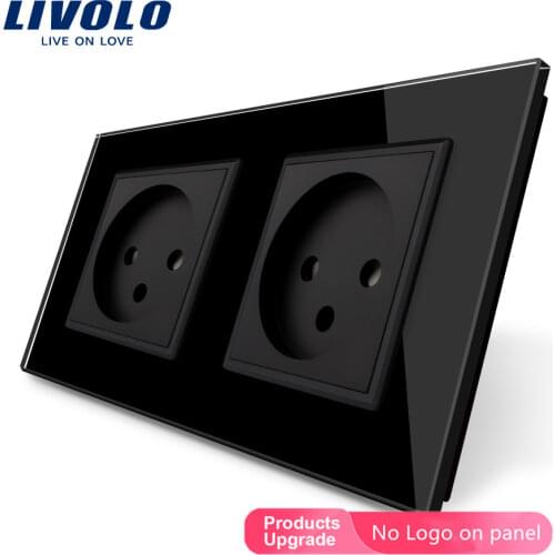 Livolo EU Standard Double Israel Power Socket,Glass Panel, AC 100~250V 16A Wall Power Socket, VL-C7C2IL-11/12/13/15, Wall Panel