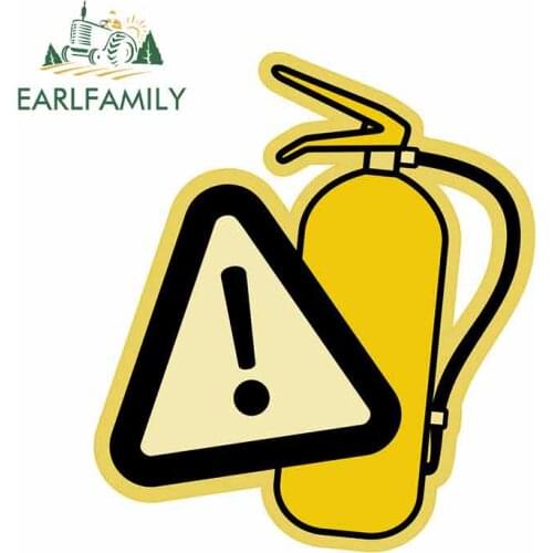 EARLFAMILY 13cm x 11.3cm For Extinguisher Symbol Car Stickers And Decals Creative Graphics Vinyl Car Wrap Surfboard Decor