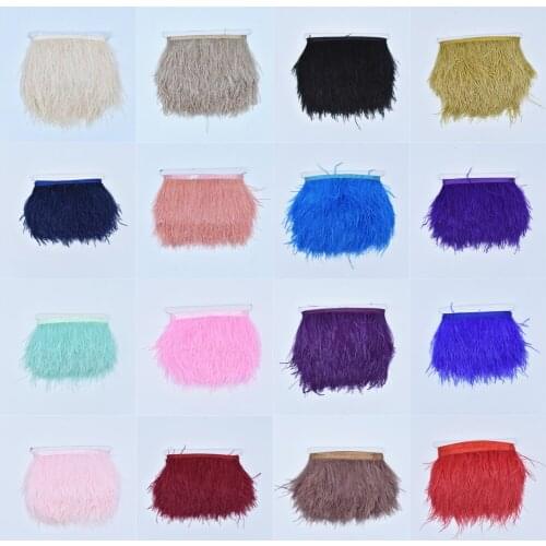 5 Meter ostrich feather trims 8-10CM High quality natural ostrich feather ribbon cloth fringe for skirt/dress Wedding decoration