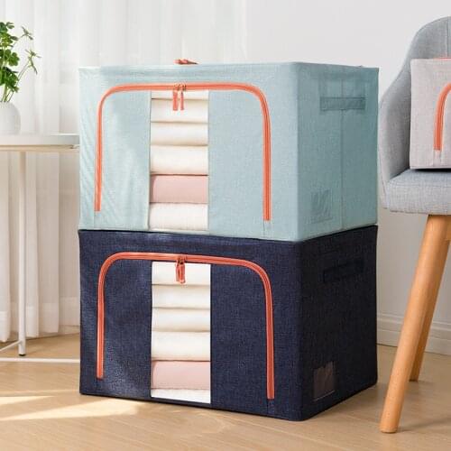 Large Capacity Multifunction Organizer Box Cabinet Container Clothes Toys Books Steel Frame Foldable Storage Box Finishing Case