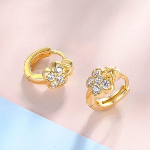 Fashion Gold Color Earrings Jewelry Sweet Japanese Korean Five-Pointed Star Zircon Earring For Wedding Simple Gift Anniversary