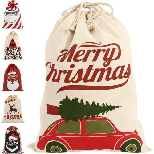 Cartoon Christmas Gift Bags Drawstring Kids Toy Storage Bag Children Room Santa Claus Bag Candy Bag Christmas Decorations