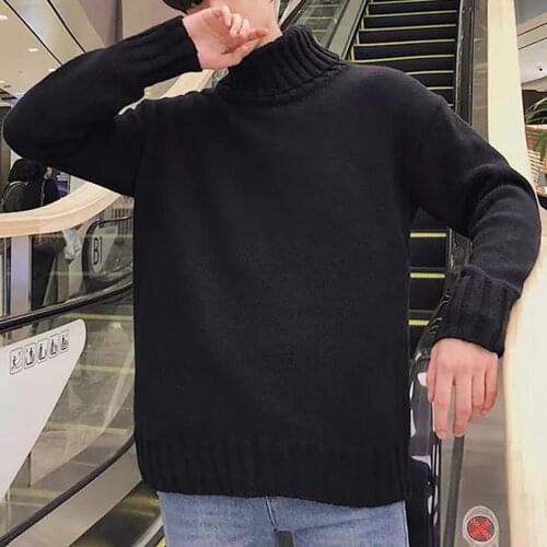 Men Women Autumn Winter Solid Color Knit Sweater Long Sleeve Turtle Neck Jumper