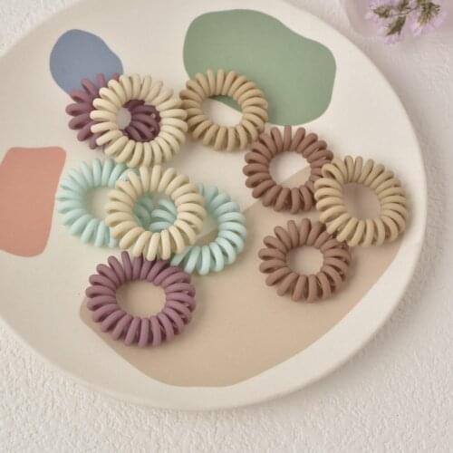Small Size Cheap Durable Hair Holder Frosted Matte Color Colorful Telephone Wire Coil Hair Ropes For Young Girls