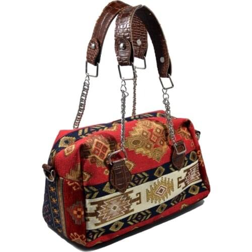 Mixed Patterned Weaving Lady, Top Handle, Shoulder Bag