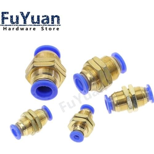 PM" Tube One Touch Push Into Gas Connector Brass Quick Fitting 4mm to 12mm OD Hose Air Pneumatic Straight Bulkhead Union