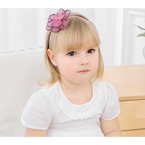 2pcs Double Lace Flower Elastic Hair Bands headband with Hair Bows for Baby Girls Handmade Hair Nylon Headwear Hair Accessories