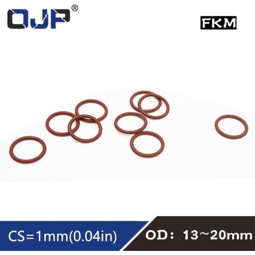5PCS/lot Rubber Ring Brown FKM O ring Seal 1mm Thickness OD13/14/15/16/17/18/19/20mm Rubber O-Ring fkm Seal Gasket sealing Washe