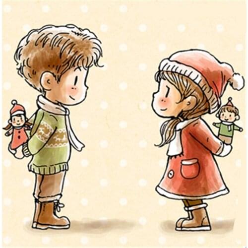 Rubber Silicone Clear Stamps For Scrapbooking Tampons Transparents Seal Background Stamp Card Making Diy Cartoon Boy And Girl