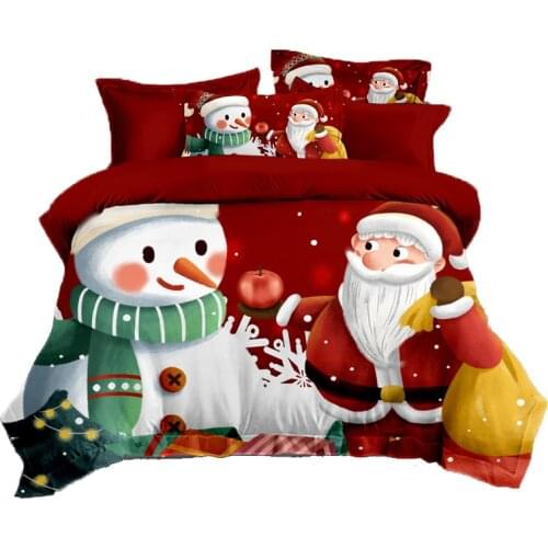 Christmas Bedding Set Soft Bed Cover Skin-Friendly Bedclothes Double Side Quilt Cover And Pillowcase For Home Household Product