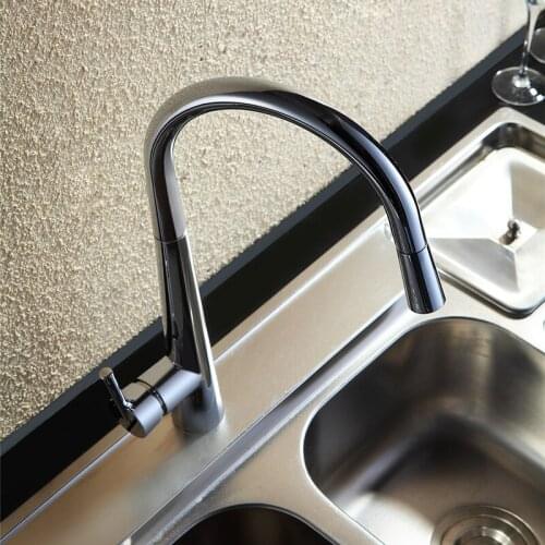 Modern Polished Chrome Brass Kitchen Sink Faucet Pull Out Single Handle Swivel Spout Vessel Sink Mixer Tap Kitchen Faucets