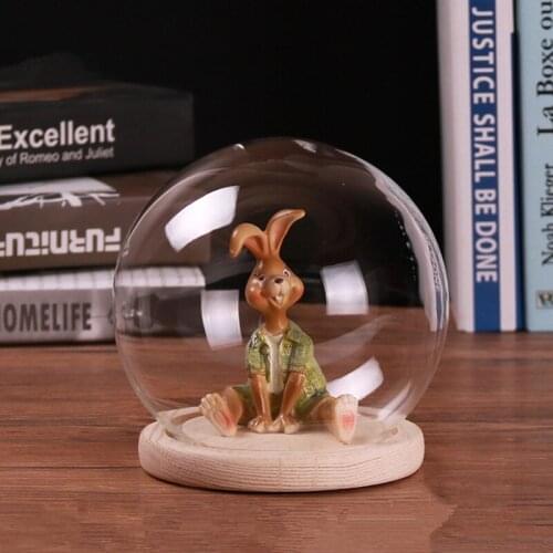 8sets/pack Diameter=12cm Middle Size Glass Dome Vase Home Decoration Creative Round Cover Log Base Friend Gift Wedding Live Prop