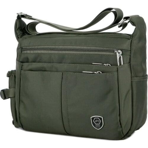 Casual Mens Shoulder Messenger Bag Splash-proof Nylon Oxford High Capacity Horizonta Crossbody Bag With Water Cup Side Pocket