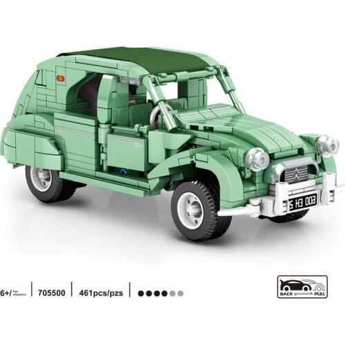 Technical Citroen classic Vintage car 2CV building block assemble model Pull back vehicle steam brick toys collection for gift