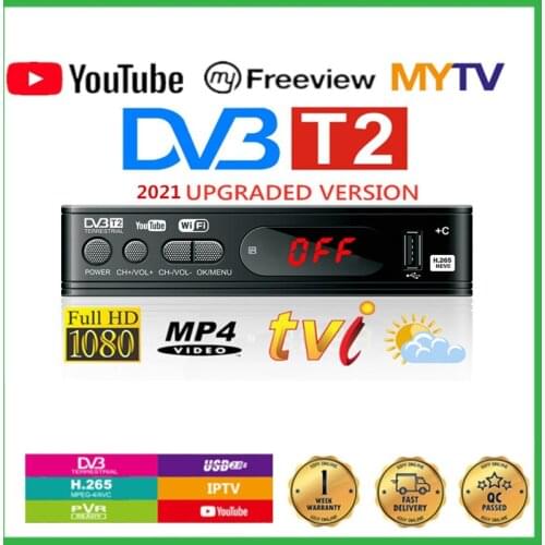 USB2.0 DVB T2 TV Tuner Wifi DVB-T2 Receiver Full-HD 1080P Digital Smart TV BoxSupport MPEG H.264 Built-in Russian manual EU Plug