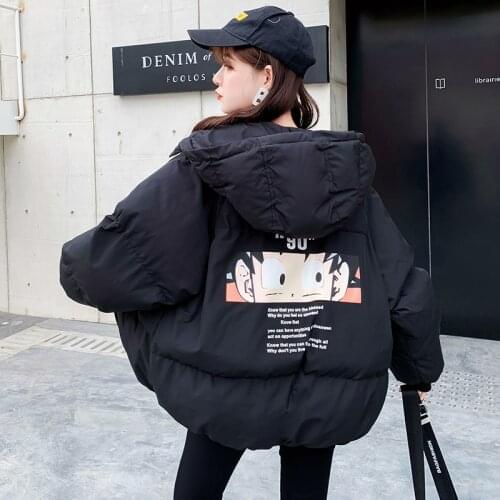 Spring Woman Winter Jacket Cartoon Parka Coat Female Hooded Warm Short Jackets Casual Jacket Plus Size Coat Femme Harajuku