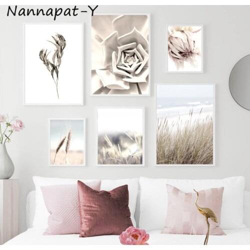 Wheat Dried Flower Reed Succulent Plants Wall Art Canvas Painting Nordic Posters And Prints Wall Pictures For Living Room Decor