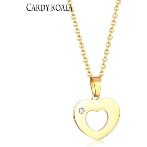 Stainless steel fashion temperament love heart-shaped hollow titanium steel pendant diamond necklace female clavicle chain