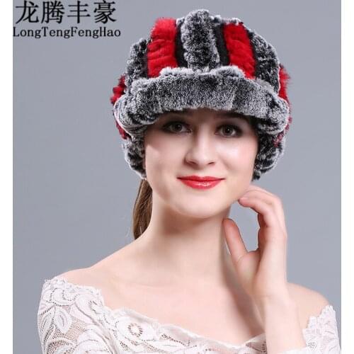 Women Knitting hat caps wool beanies female Winter Genuine Rex Rabbit Fur Hat Girl Real rabbit Fur Cap Elegant Hat Free Shipping