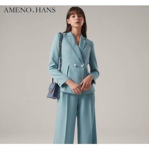 High Quality Autumn Women Long Sleeve Blazer Pants Two Piece Set Outfits Suit