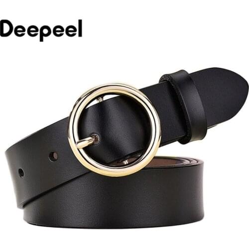 Women Casual All-match Ladies Pure Color Belt Genuine Leather New Top Quality Fashion Pin Buckle Jeans Decorative Belt