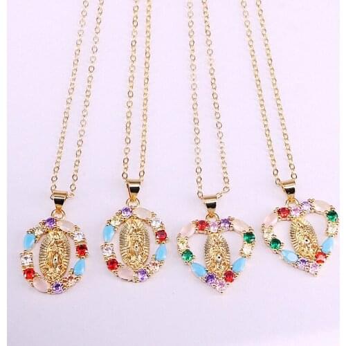 10Pcs New Oval/Heart shape cz religion charm pendant,colorful cubic zirconia micro pave charm pendant necklace