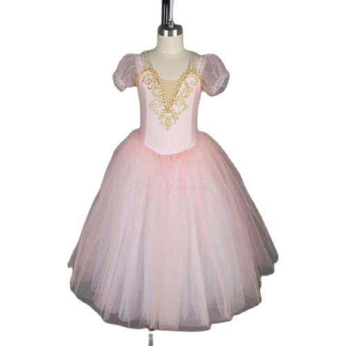 Girls and Women Ballerina Dance Dress Puff Sleeve Long Romantic Ballet Dance Tutu 18703