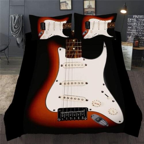 3D Duvet Cover Set Musical Guitar Single Double Bedding Set Twin Full Queen King Size Black Red Bed Linen For Children Kid Adult