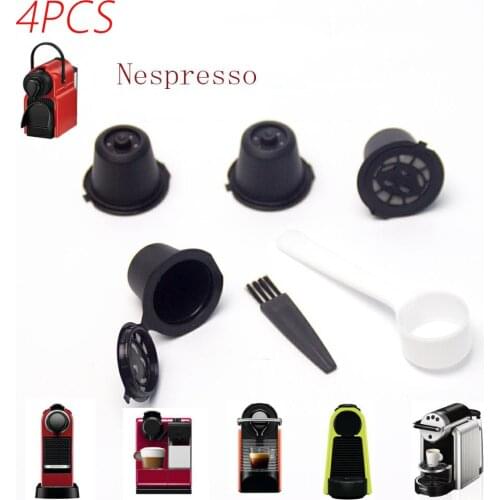 4/10Pcs Fit For Nespresso Coffee Filter Cup Reusable Coffee Capsule Filters With Spoon And Brush Kitchen Accessories