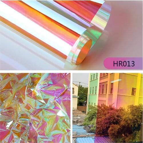 Sunice 1.38x0.5m Decorative Chameleon Building Window Film Rainbow Effect Privacy Vinyl Halloween Christmas Day Party Decor
