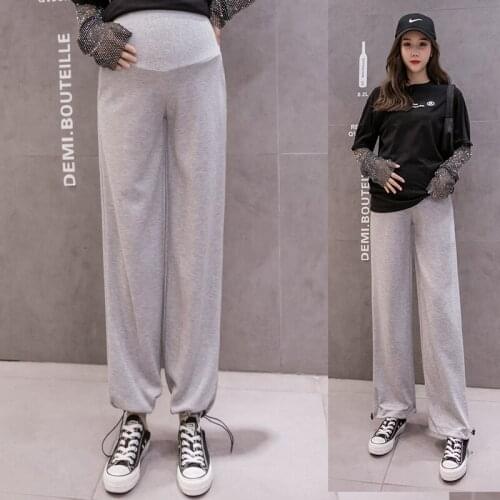 6056# Maternity Pants Spring Autumn Casual Pants Loose Comfy Belly Support Pants Elastic Waist Maternity Trousers