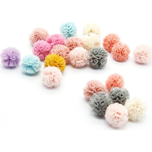David accessories 20x20mm Gauze flower Hairball For Kids Headband Hair Accessories 50pcs,DIY Weeding Party Decoration,50Yc5554