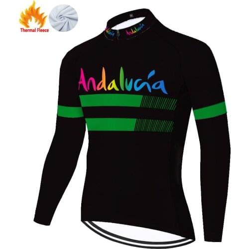 Andalucia Winter Thermal Fleece Retro Maglia Masculina Ropa Hombre Camiseta Masculino Jersey Maillot Velo Homme Camisa Ciclismo