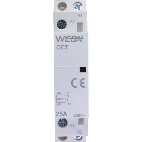 OCT-25 Series 1P 16A/20A/25A Automatical AC Household Contactor 220V/230V 50/60Hz Contact 1NO/1NC Din Rail Contactor