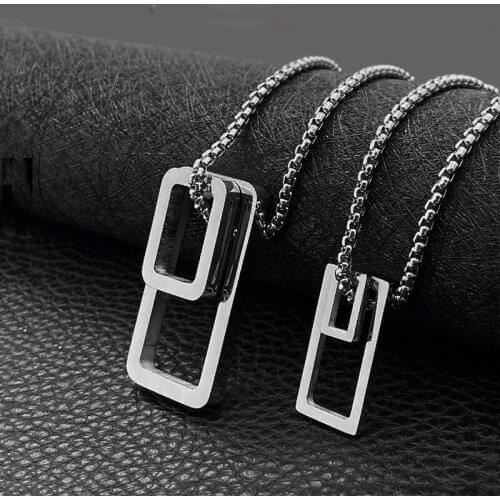 Fashion square necklace men and women geometric couple chain hundred matching accessories hot sale