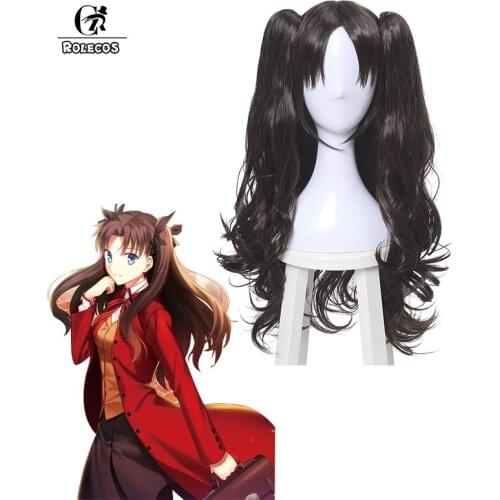 ROLECOS Fate Stay Night Cosplay Headwear Rin Tohsaka Synthetic Hair Black Long Bunches 70cm / 27.6inch FGO