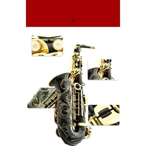 Hot Sale Saxophone Black Alto Brass Engraving Mode Black Gold Sax Musical Instruments Professional Alto Saxophone and Case