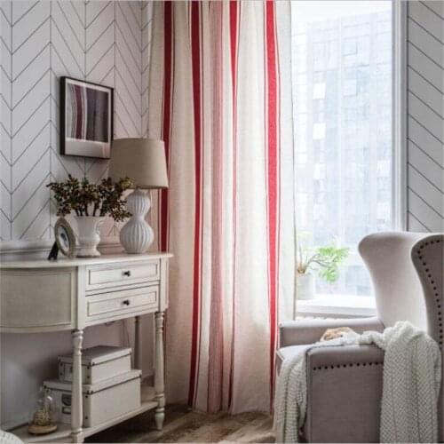 Cotton Linen Stripe Printing Curtains Kitchen Half Shaded Curtains for bedroom living room window Home Decor Backdrop Curtains