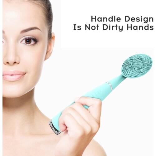 Silica Gel Facial Clearing Instrument Handheld Rechargeable Sound Wave Electric For Home Portable Face Washing Machine