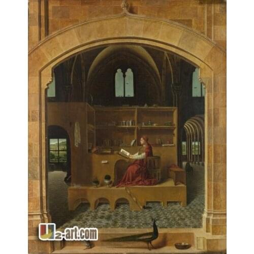 Canvas Prints (Antonello da Messina st Jerome in His Study) Wholesale HD print oil painting on canvas for library Religion-336