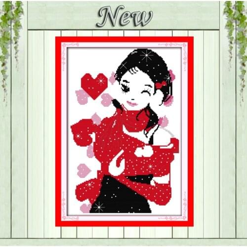 A happy smile girl paintings Home Decor,pattern print on canvas DMC 14CT 11CT DIY Cross Stitch Needlework kits Embroidering Sets