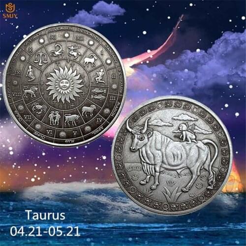2019 Euro Constellation Saturn Taurus Bronze Relief Rare Challenge Coin&Russian Zodiac Cow Animal Coin Collection Value