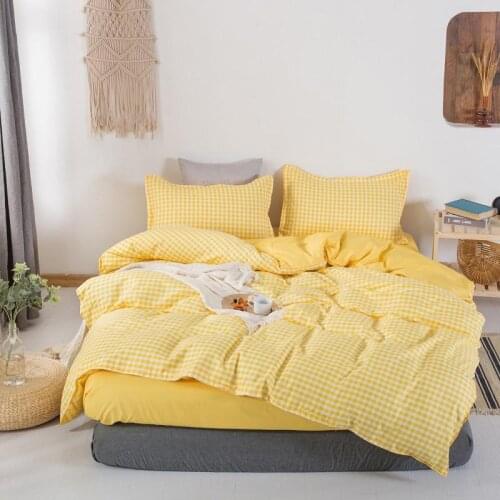 Japanese Bedding set 220x240 Duvet Cover With Pillowcase, 210x210 Quilt Covers ,Yellow Plaid Blanket Cover,king Size Bed Set